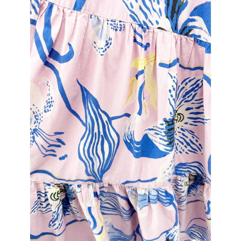 Anthropologie Sarah Gordon for Maeve Pink Blue Floral Halter Maxi Dress Size 8 - Picture 12 of 14